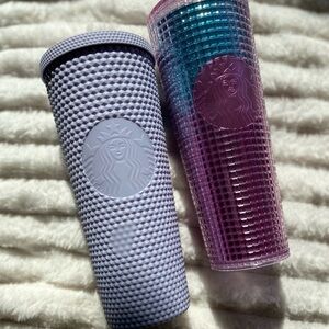 Starbucks Textured Lavender and Gradient Pink-Blue Tumblers